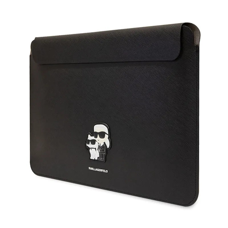 Karl Lagerfeld NFT Saffiano Karl & Choupette dėklas – 14" nešiojamojo kompiuterio krepšys (juodas)