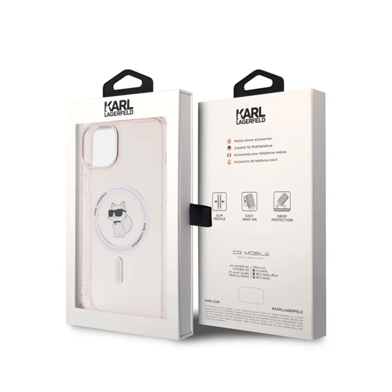 Karl Lagerfeld IML Choupette MagSafe – dėklas iPhone 15 Plus (rožinis)
