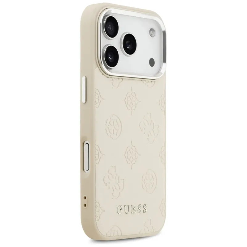 Guess Peony Hot Stamp Script MagSafe – dėklas iPhone 17 Pro (smėlio spalvos)