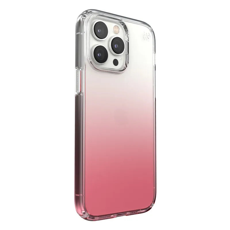 Speck Presidio Perfect-Clear + Ombre – dėklas iPhone 14 Pro Max su MICROBAN danga (skaidrus / Vintage Rose Fade)