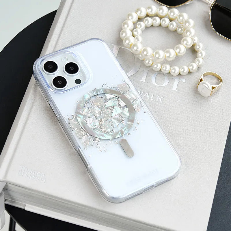 Case-Mate Karat MagSafe dėklas, skirtas iPhone 16 Pro su perlamutro intarpais (A Touch of Pearl)