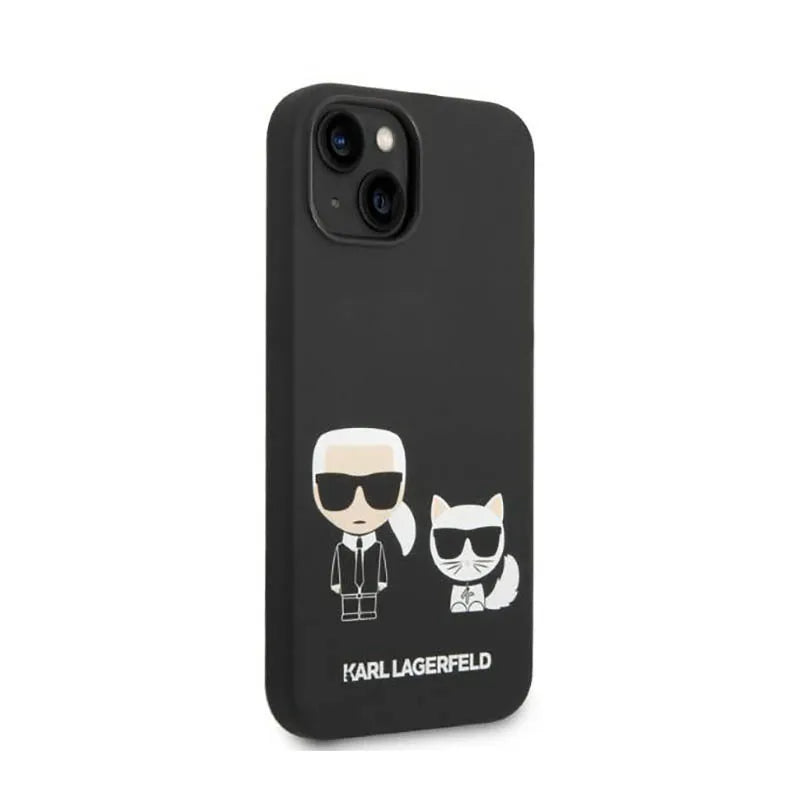 Karl Lagerfeld Liquid Silicone Karl & Choupette MagSafe – dėklas skirtas iPhone 14 Plus (juodas)