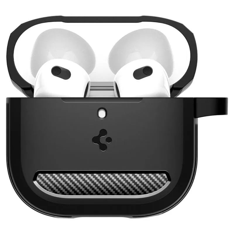 Spigen Rugged Armor - Dėklas, skirtas Apple AirPods 4 (matinis juodas)