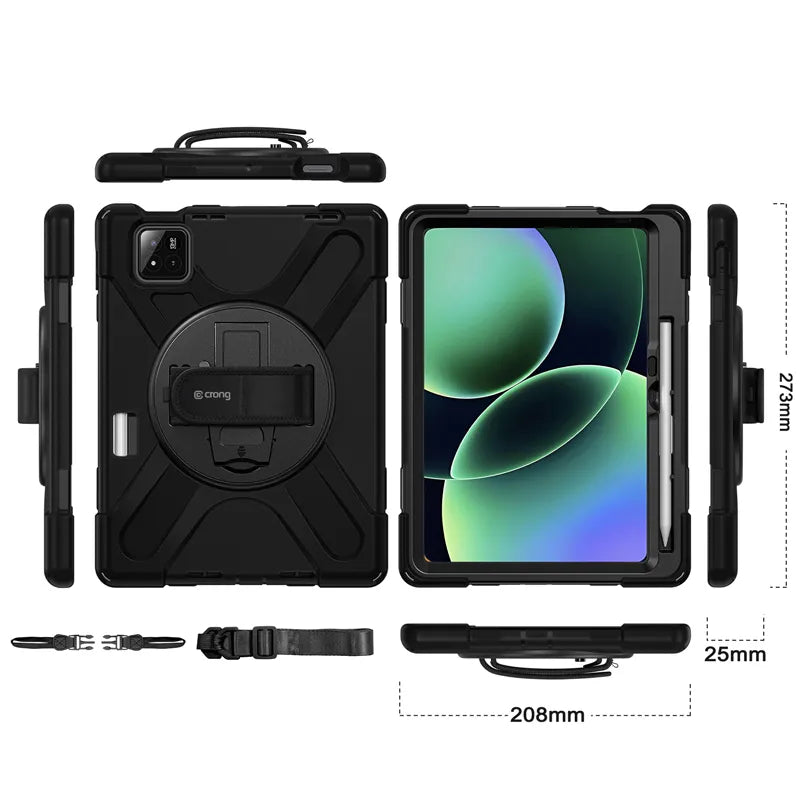 Crong Defender Plus – Tvirtas dėklas planšetei Xiaomi Pad 8 / 8 Pro / Pad 7 / 7 Pro 11.2" (Juodas)