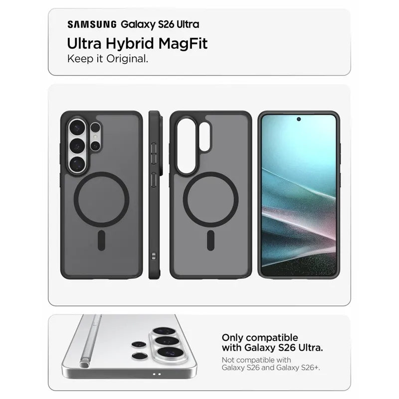 Spigen Ultra Hybrid Mag MagSafe – dėklas Samsung Galaxy S26 Ultra (Frost Black)