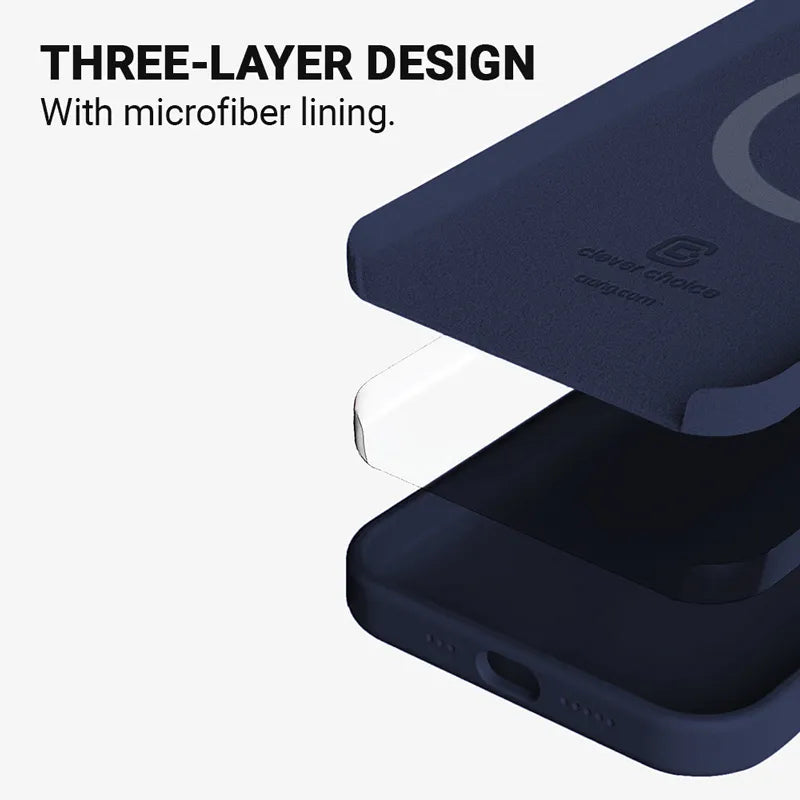 Crong Color Cover Magnetic – iPhone 13 Pro Max MagSafe dėklas (tamsiai mėlynas)