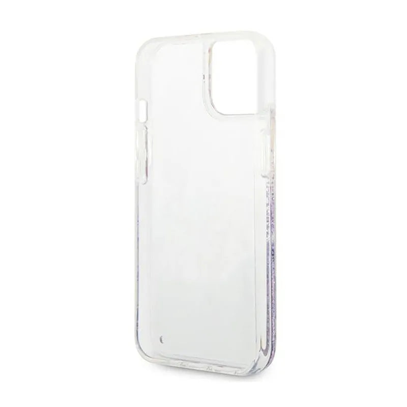 Guess Liquid Glitter Flower – dėklas iPhone 14 Plus (violetinis)
