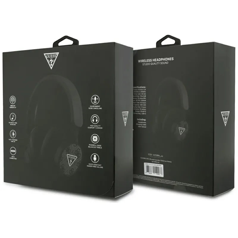 Guess 4G Triangle Logo – Belaidės ausinės Bluetooth V5.4 ENC (Juodos)