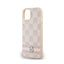 DKNY Leather Checkered Mono Pattern & Printed Stripes – dėklas iPhone 14 / 15 / 13 (rožinis)