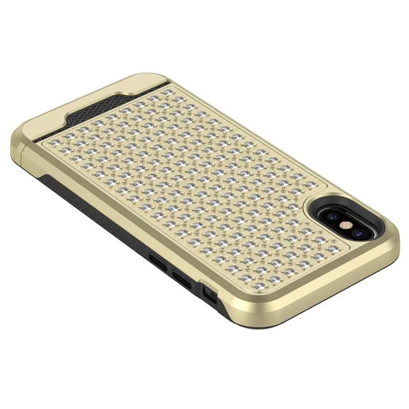 Zizo Star Diamond hibridinis dėklas, skirtas iPhone X (aukso/juoda)