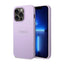 Guess Saffiano Metal Logo Stripes – dėklas, skirtas iPhone 14 Pro (alyvinės spalvos)