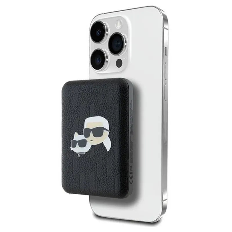 Karl Lagerfeld Karl & Choupette Head Pin MagSafe – belaidė išorinė baterija 5000 mAh 15 W (juoda)