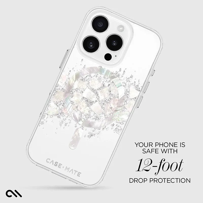 Case-Mate Karat MagSafe dėklas, skirtas iPhone 16 Pro su perlamutro intarpais (A Touch of Pearl)