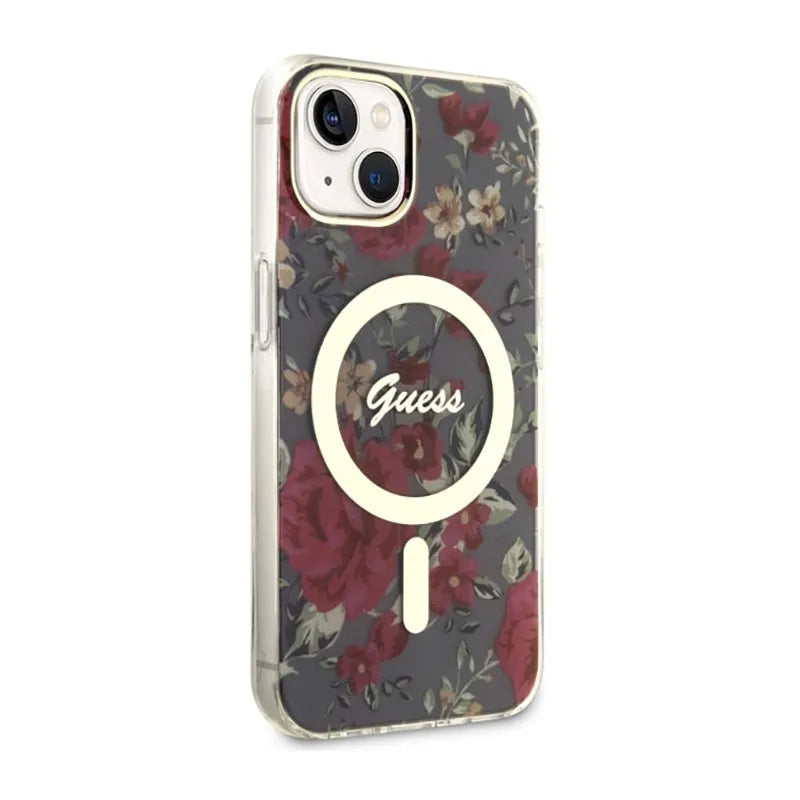 Guess Flower MagSafe – dėklas iPhone 14 Plus (žalias)