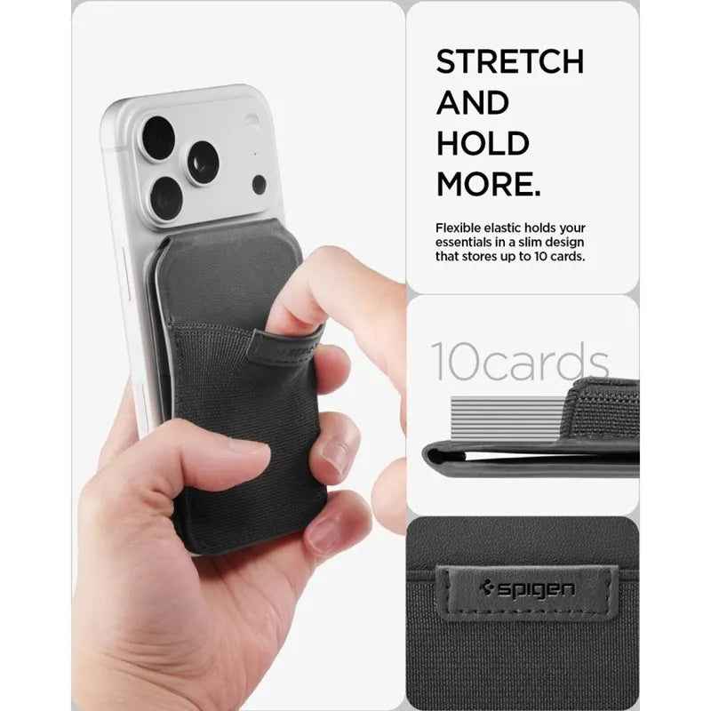 Spigen Slim Fold S314-4 MagSafe – magnetinė piniginė su stovo funkcija (juoda)
