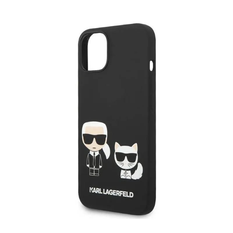 Karl Lagerfeld Liquid Silicone Karl & Choupette MagSafe – dėklas skirtas iPhone 14 Plus (juodas)