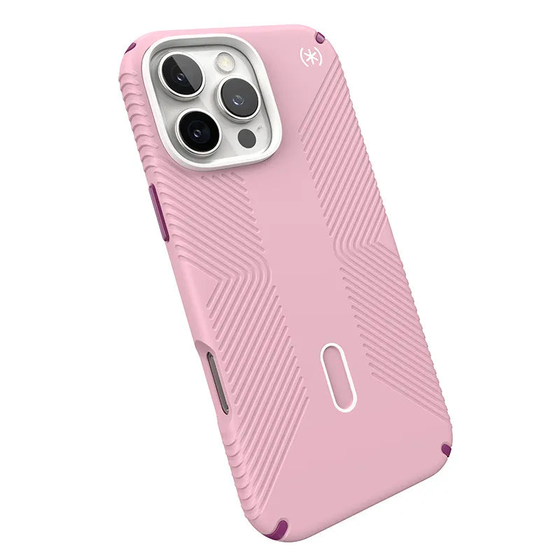 Speck Presidio2 Grip ClickLock & MagSafe – dėklas iPhone 16 Pro Max (Wednesday Pink / Boysenberry Purple / White)
