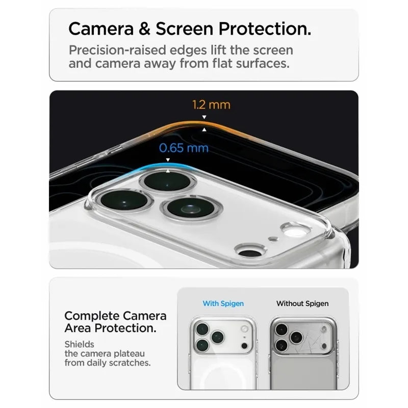 Spigen Ultra Hybrid Mag MagSafe – dėklas, skirtas iPhone 18 Pro / 17 Pro (Frost White)
