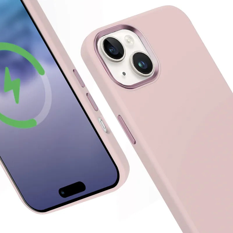 Crong Color Cover LUX Magnetic – „iPhone 15 Plus“ „MagSafe“ dėklas (rožinis)