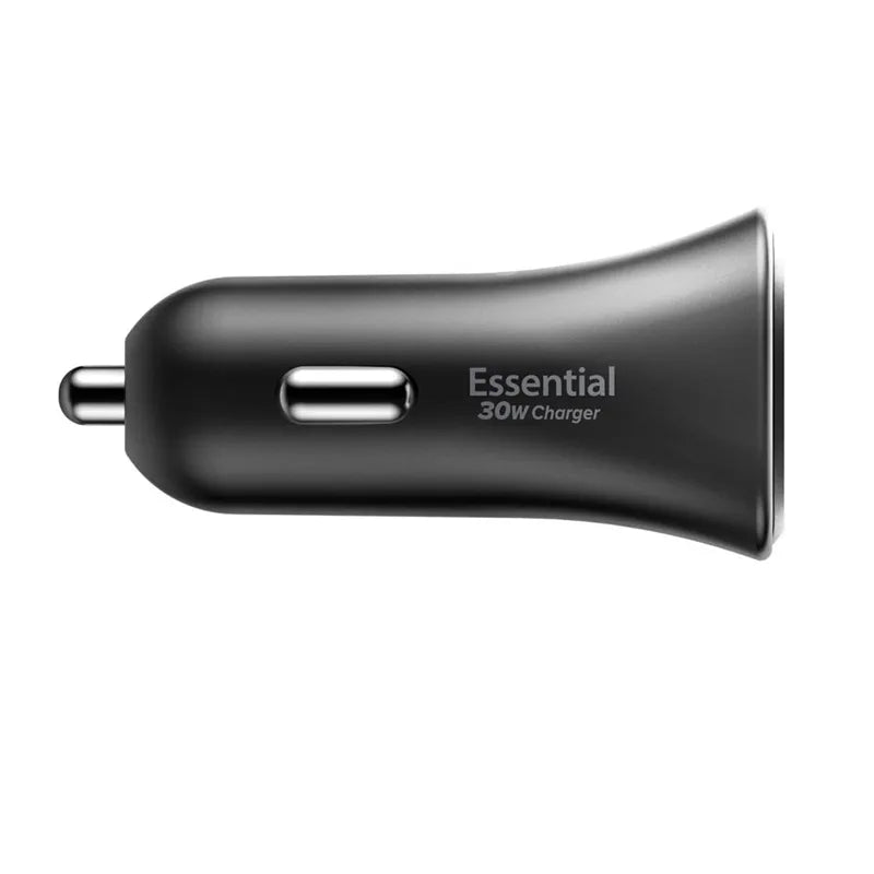 Spigen Essential EV301 – USB-C PD 3.0 PPS 30 W automobilinis įkroviklis (juodas)