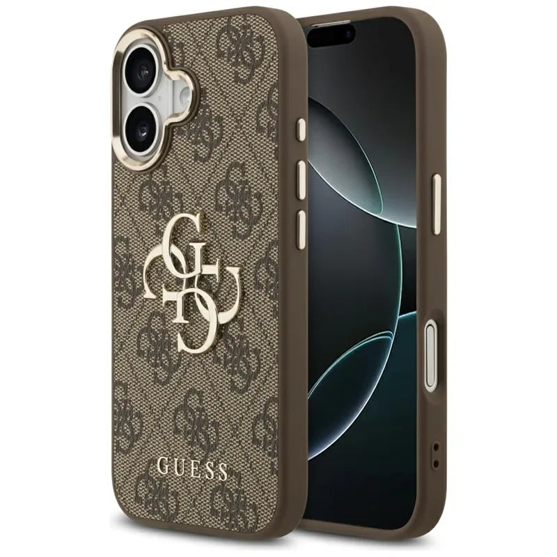 Guess 4G Big 4G Classic Logo – dėklas iPhone 17 (ruda / auksinė)