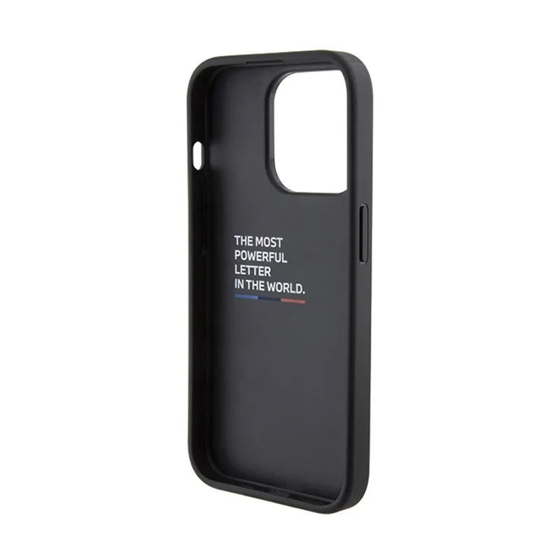 BMW Grip Stand Smooth & Carbon - dėklas iPhone 15 Pro (juodas)