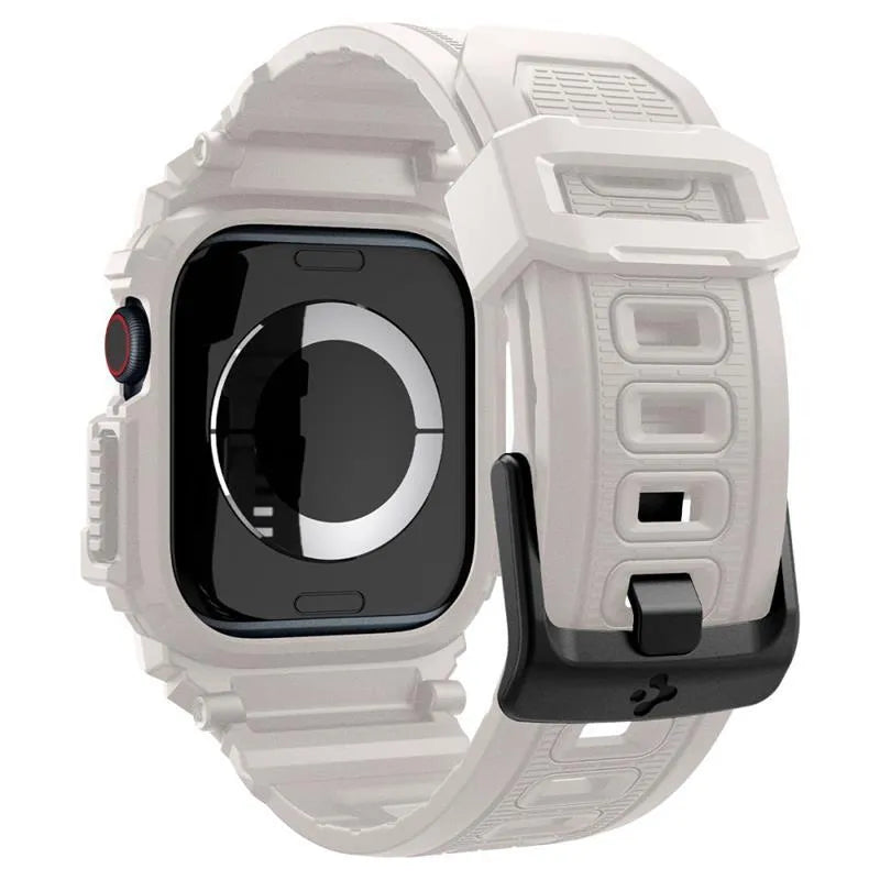 Spigen Rugged Armor Pro – dirželis su dėklu, skirtas Apple Watch 10 46 mm (smėlio spalvos)