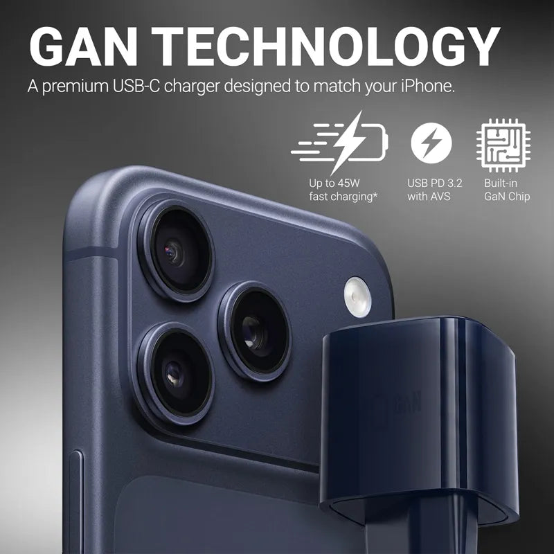 Crong NEO GaN įkroviklis – USB-C 40W PD įkroviklis su AVS (tamsiai mėlyna)