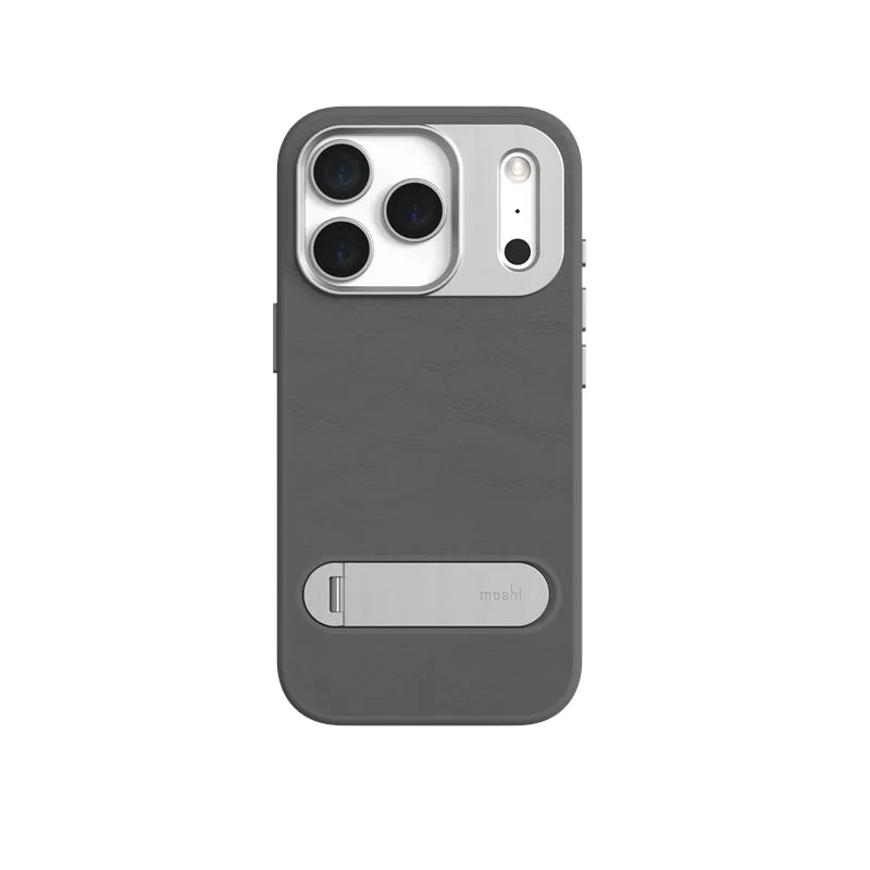 „Moshi Kameleon MagSafe“ – dėklas „iPhone 17 Pro“ su stovo funkcija (Midnight Gray)