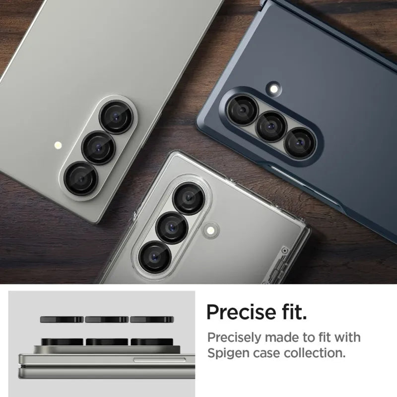 Spigen Optik Pro HD GLAS.TR EZ Fit kameros apsauga, 2 vnt. - Objektyvo apsauga Samsung Galaxy Z Fold 7 telefonui (2 vnt.) (Juoda)
