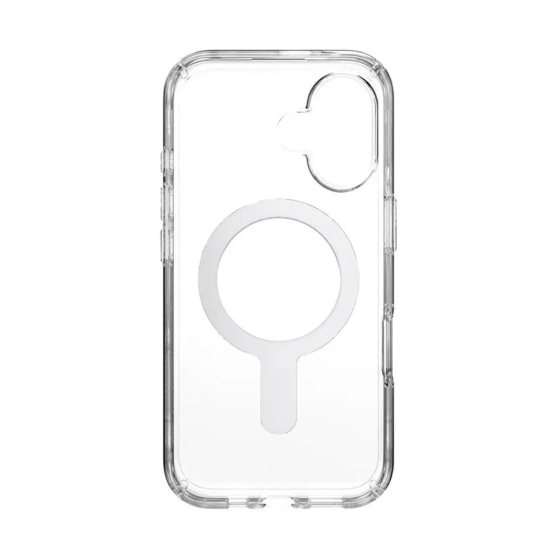 Speck Presidio Perfect-Clear ClickLock & MagSafe – dėklas iPhone 16 (skaidrus / chromo apdaila / Serene Silver)