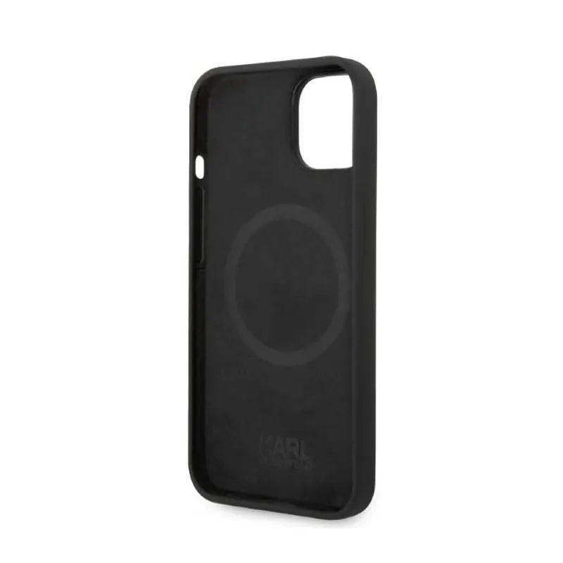 Karl Lagerfeld Liquid Silicone Karl & Choupette MagSafe – dėklas skirtas iPhone 14 Plus (juodas)
