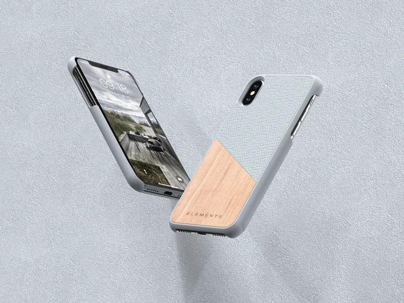 Nordic Elements Original Hel – dėklas iPhone Xs Max su tikro klevo medienos elementais (šviesiai pilkas)