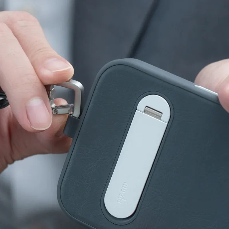 Moshi 2-in-1 riešo ir korpuso dirželis su adapteriu – ekologiškos odos telefono dirželis (samanų žalia)