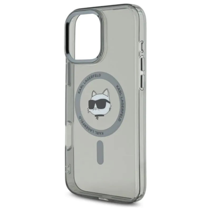 Karl Lagerfeld IML Metal Choupette Head MagSafe – dėklas iPhone 16 Pro (juodas)