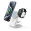 Crong MagSpot Pivot Stand - 3-in-1 belaidis įkroviklis su MagSafe skirta iPhone, Apple Watch ir AirPods (baltas)