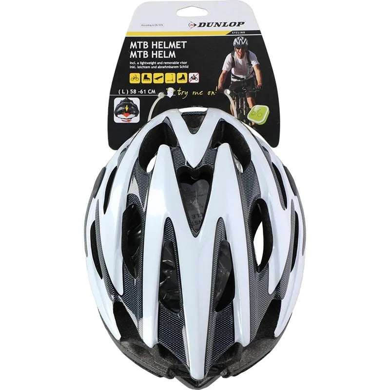 Dunlop - MTB dviračio šalmas L dydžio (baltas/juodas)