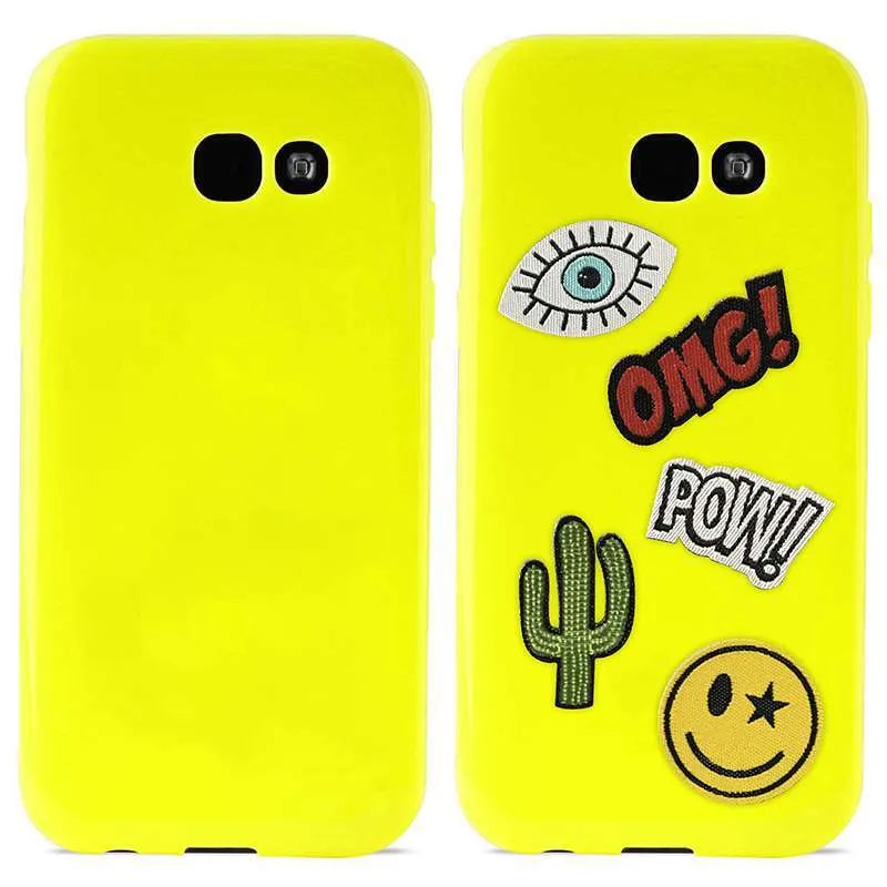 PURO Patch Mania dėklas Samsung Galaxy A3 (2017) su 5 lipdukais (geltonas)