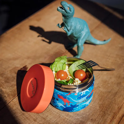 Quokka Whim Kids Food Jar – termoso tipo priešpiečių dėžutė vaikams, 369 ml (Dinosaur)