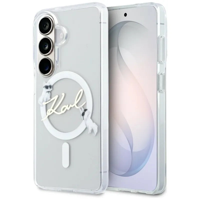 Karl Lagerfeld IML KC Script MagSafe – Samsung Galaxy S26+ dėklas (skaidrus)