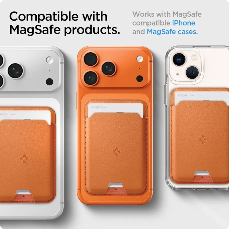 Spigen Valentinus MagSafe – magnetinė piniginė (metalinė oranžinė)