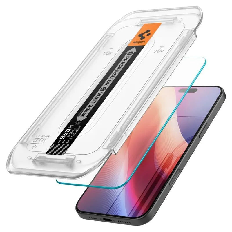 SPIGEN GLAS.TR "EZ FIT" GRŪDINTAS STIKLAS, 2 VNT. PAKUOTĖJE, IPHONE 16 PRO / 17 / 17 PRO, SKAIDRUS