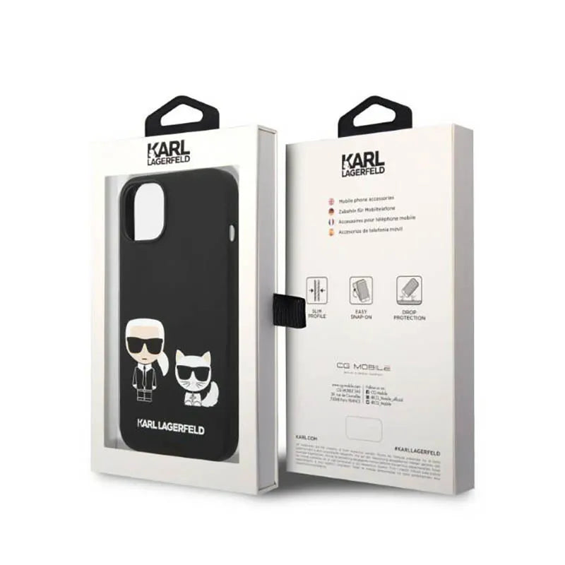 Karl Lagerfeld Liquid Silicone Karl & Choupette MagSafe – dėklas skirtas iPhone 14 Plus (juodas)