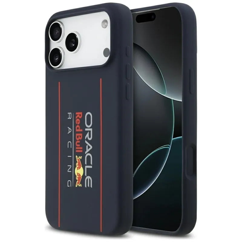 Red Bull Silicone Oversize Vertical Logo MagSafe – iPhone 17 Pro Max dėklas (tamsiai mėlynas)