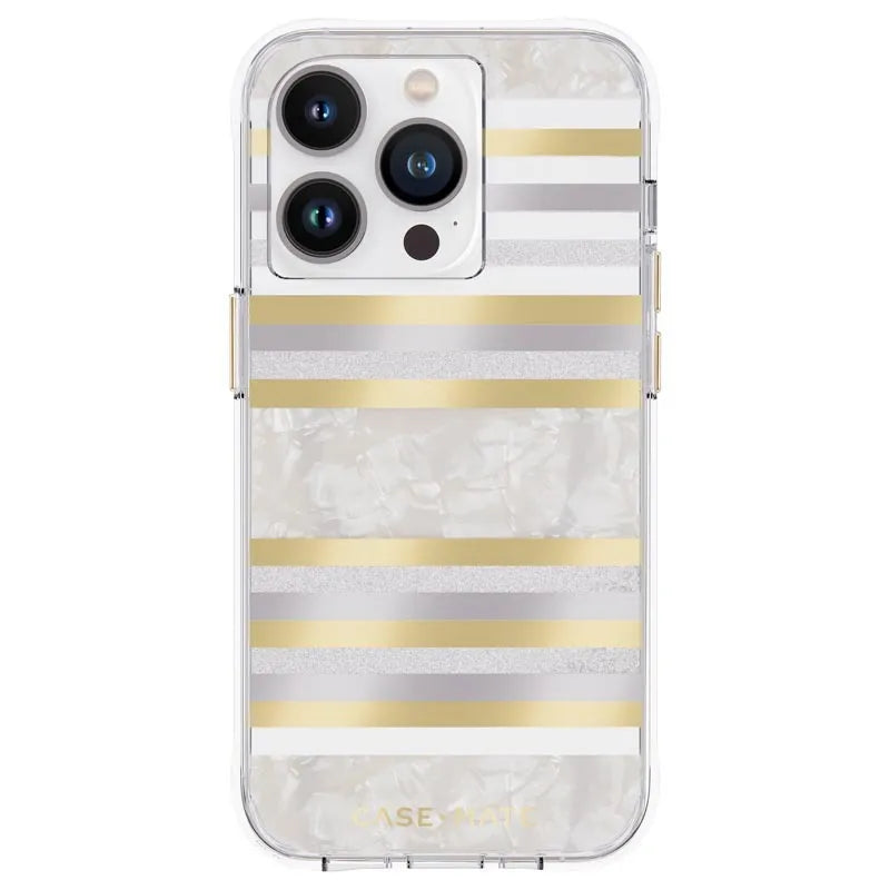 Case-Mate Pearl Stripes MagSafe – perlamutru dekoruotas dėklas, skirtas „iPhone 14 Pro“ (Pearl Stripes)