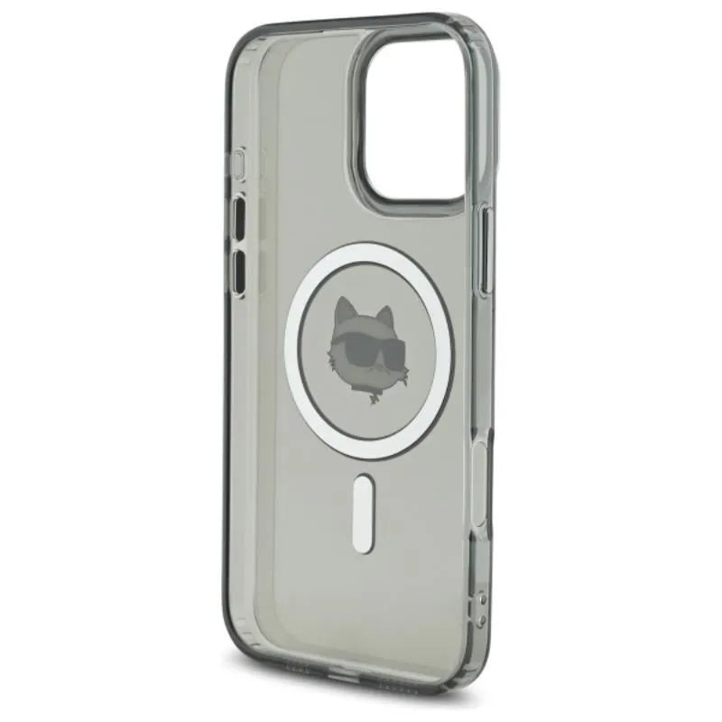 Karl Lagerfeld IML Metal Choupette Head MagSafe – dėklas iPhone 16 Pro (juodas)