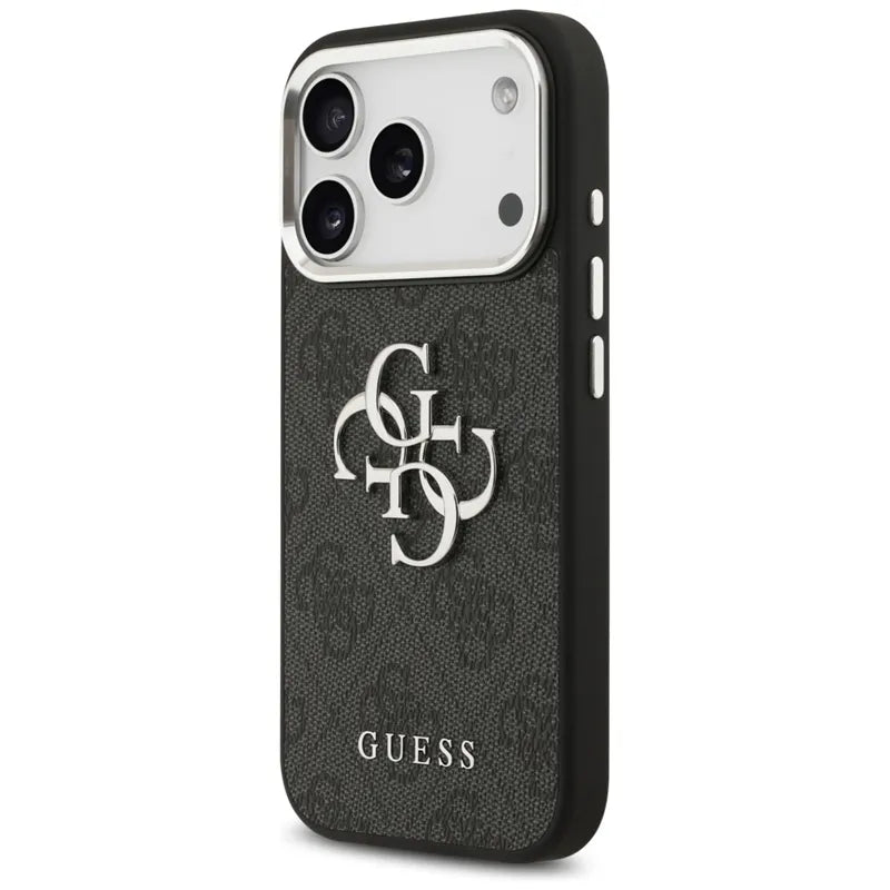 Guess 4G Big 4G Classic Logo – dėklas iPhone 17 Pro (juodas / sidabrinis)