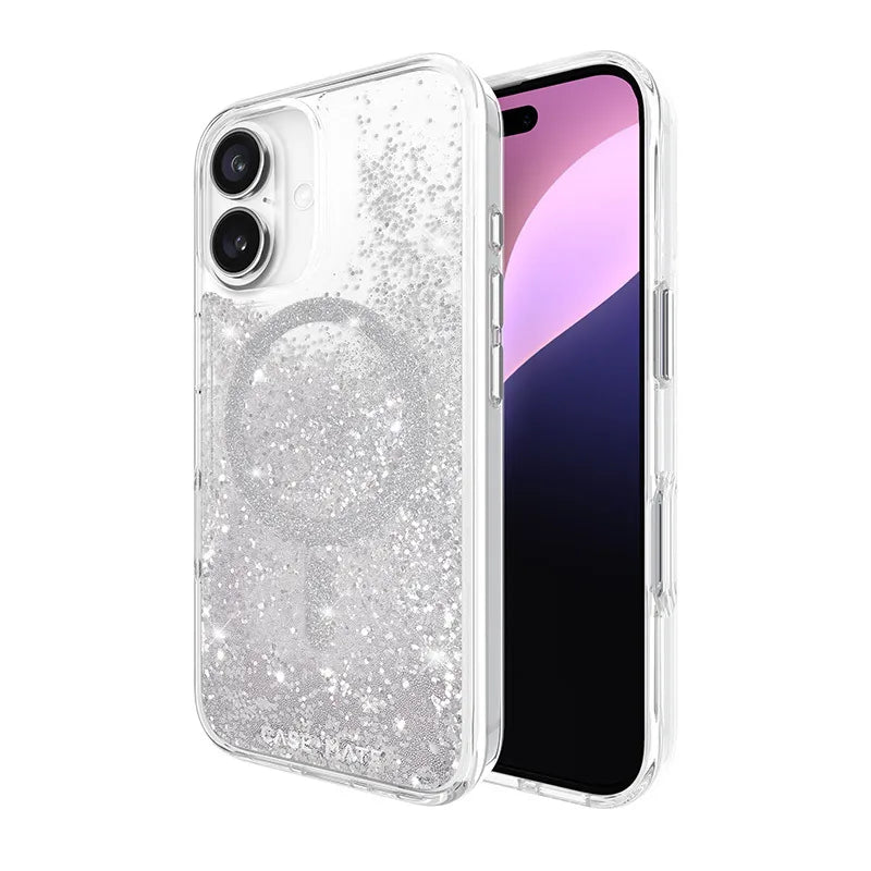 Case-Mate Waterfall MagSafe dėklas, skirtas iPhone 16 (sidabrinis)