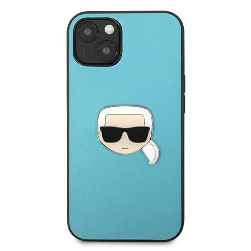 Karl Lagerfeld PU odinis dėklas su metaline Karl's Head detale - iPhone 13 mini (mėlynas)