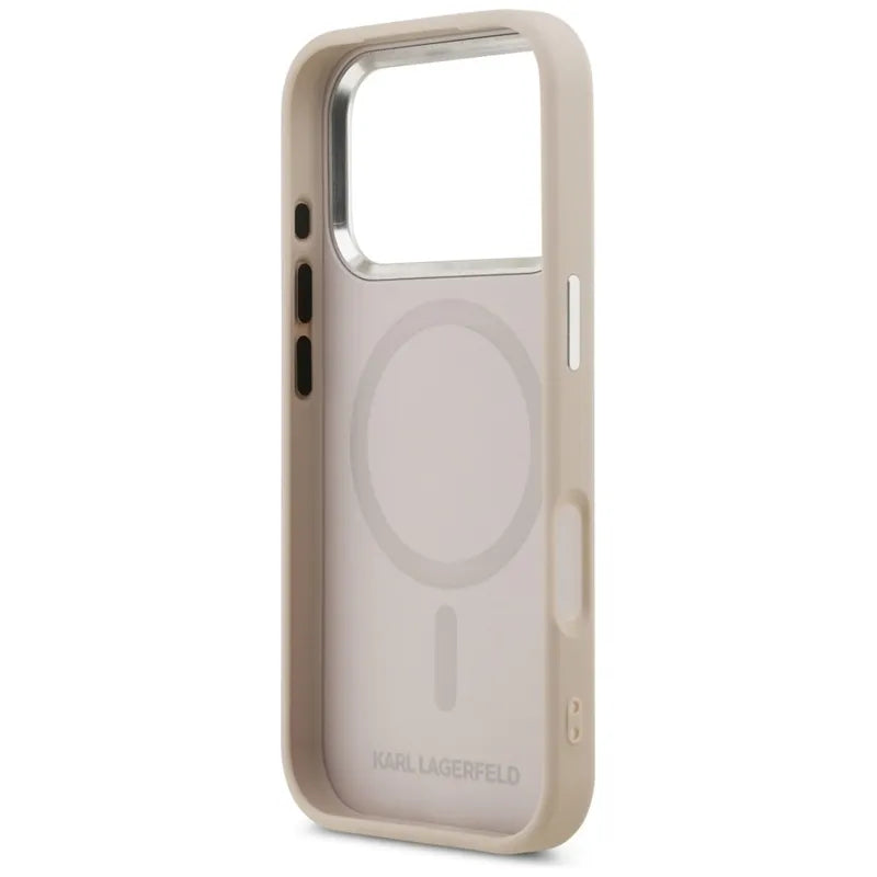 Karl Lagerfeld Karl & Choupette Pins MagSafe – dėklas iPhone 17 Pro (rožinis)